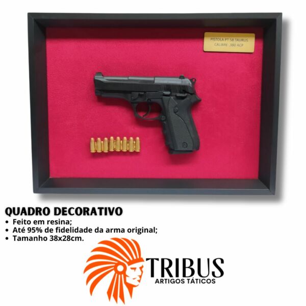 QUADRO DECORATIVO MODELO - PISTOLA PT 58 TAURUS CAL 38 - Imagem 2