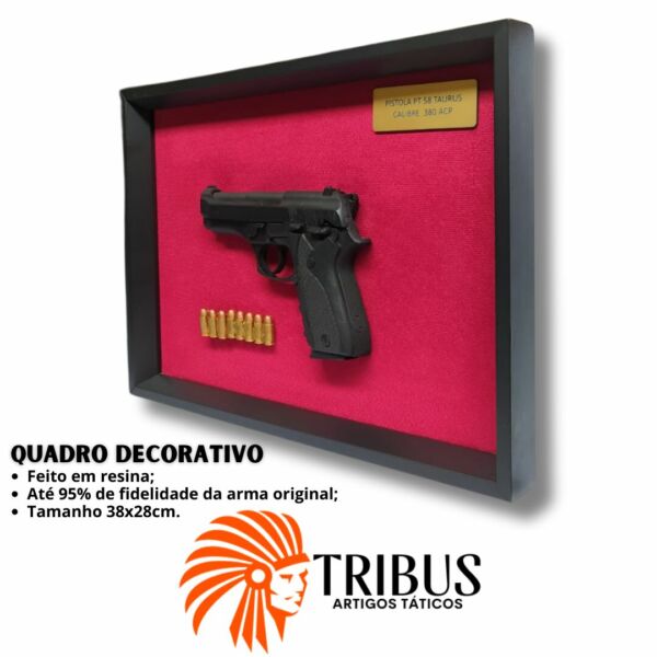QUADRO DECORATIVO MODELO - PISTOLA PT 58 TAURUS CAL 38 - Imagem 3