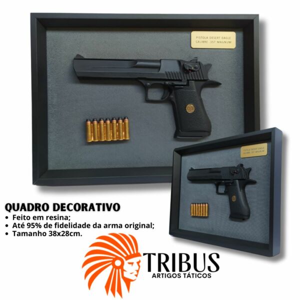 QUADRO DECORATIVO MODELO - PISTOLA DESERT EAGLE CAL. 357