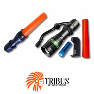 LANTERNA TÁTICA POLICE 500 LUMENS COM SINALIZADOR